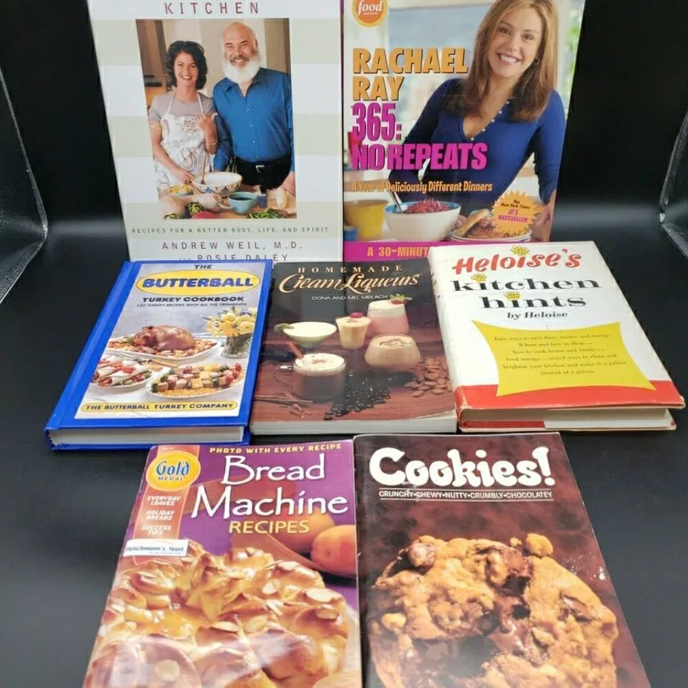 Lot of 7 Cookbooks Andrew Weil Rachael Ray + Misc HC & PB Variety Kitchen